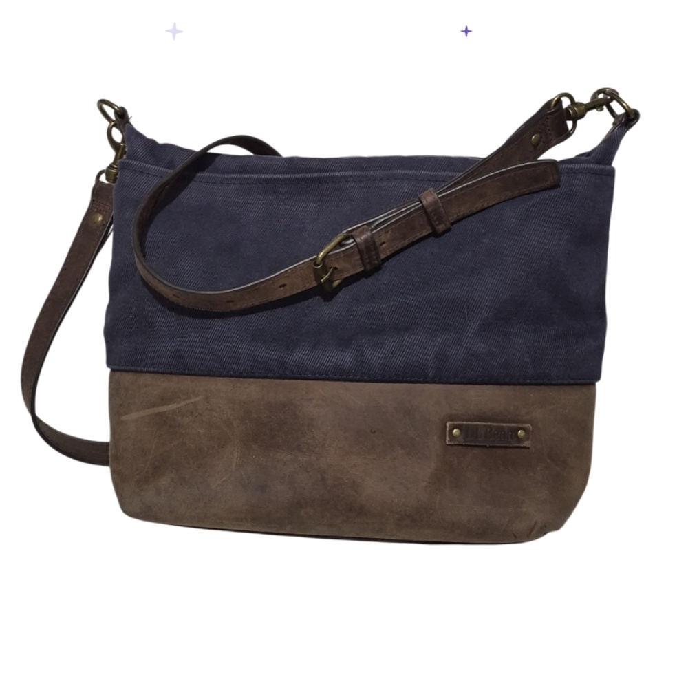 L.L. Bean Navy and Brown Crossbody Bag